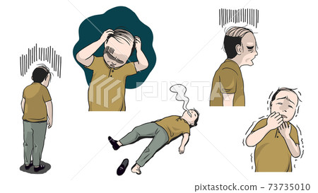 Tired middle-aged man illustration set Tired middle-aged man illustration set 73735010