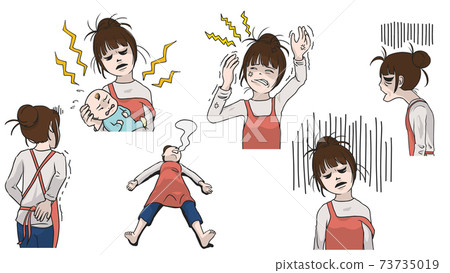 Tired housewife illustration set 73735019