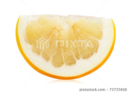 Fresh piece pomelo citrus fruit isolated on white background. Fresh piece pomelo citrus fruit isolated on white background. 73735608