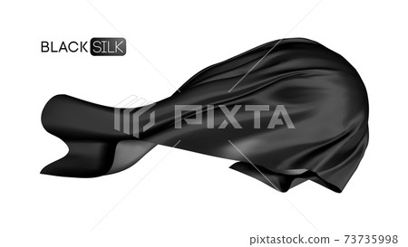 Mesh Black silk in realistic style on sphere isolated on white background. Black background fabric pattern design. Realistic vector EPS 10 73735998