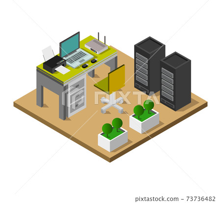 isometric office desk 73736482