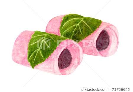 Watercolor illustration of Chomeiji Sakuramochi Watercolor illustration of Chomeiji Sakuramochi 73736645