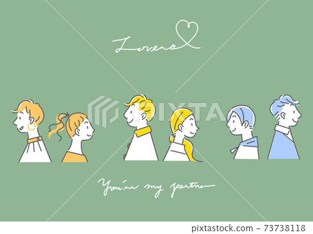 簡單,時尚的圖標樣式線條藝術插圖設置為各種夫婦 簡單,時尚的圖標樣式線條藝術插圖設置為各種夫婦 73738118