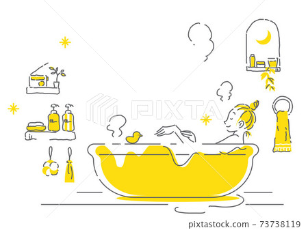 Simple and natural line art illustration of a woman relaxing in the bath Simple and natural line art illustration of a woman relaxing in the bath 73738119