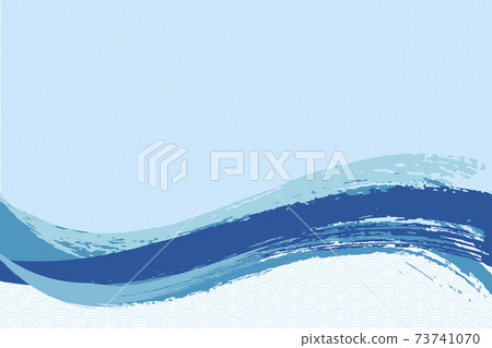 Illustration material Background Japanese style Japanese pattern Simple brush Calligraphy Qinghai wave pattern Wave summer sea 73741070