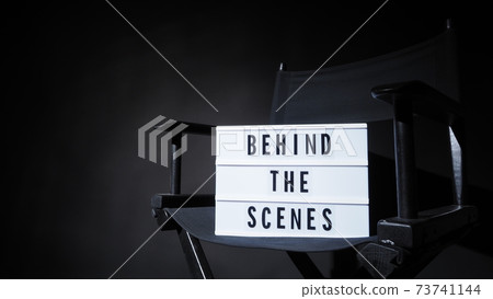 Behind the scenes letterboard text on Lightbox or Cinema Light box. Behind the scenes letterboard text on Lightbox or Cinema Light box. 73741144