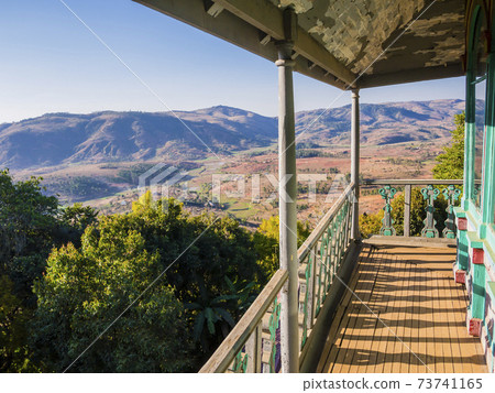 Stunning hilly landscape from Tranofitaratra meeting room, Ambohimanga, Madagascar 73741165