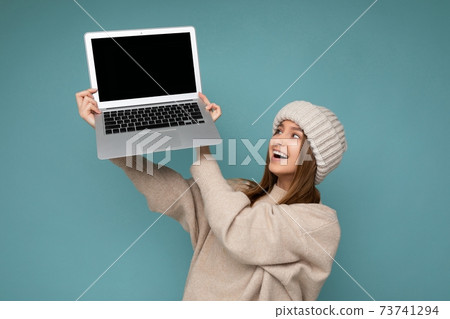 photo shot of beautiful charming fascinating pretty surprised astonished shoked smiling happy young photo shot of beautiful charming fascinating pretty surprised astonished shoked smiling happy young 73741294