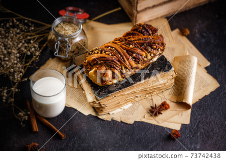 Swirl brioche or traditional Polish babka cake 73742438