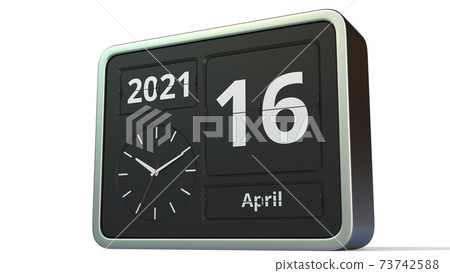 April 16 date on the flip clock calendar, 3d rendering April 16 date on the flip clock calendar, 3d rendering 73742588