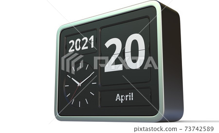 April 20 date on the flip clock calendar, 3d rendering April 20 date on the flip clock calendar, 3d rendering 73742589