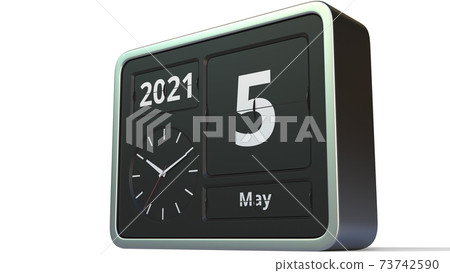 May 5 date on the retro flip clock calendar, 3d rendering May 5 date on the retro flip clock calendar, 3d rendering 73742590