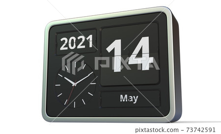 May 14 date on the flip clock calendar, 3d rendering May 14 date on the flip clock calendar, 3d rendering 73742591