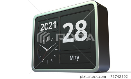 May 28 date on the retro flip clock calendar, 3d rendering May 28 date on the retro flip clock calendar, 3d rendering 73742592