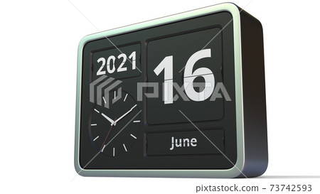 June 16 date on the flip clock calendar, 3d rendering June 16 date on the flip clock calendar, 3d rendering 73742593
