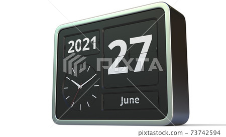 June 27 date on the flip clock calendar, 3d rendering June 27 date on the flip clock calendar, 3d rendering 73742594