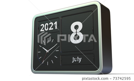 July 8 date on the flip clock calendar, 3d rendering July 8 date on the flip clock calendar, 3d rendering 73742595
