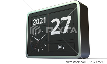 July 27 date on the flip clock calendar, 3d rendering July 27 date on the flip clock calendar, 3d rendering 73742596