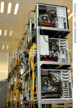Machines mining bitcoin in data center Machines mining bitcoin in data center 73744450
