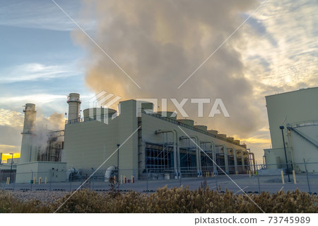 Utah Valley Power Plant emitting thick gray smoke 73745989