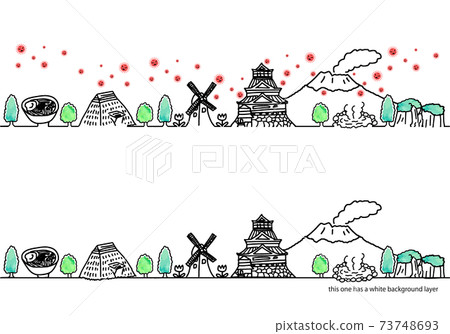 九州和新的冠狀病毒的手寫城市景觀 73748693