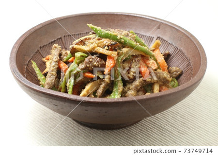 Sesame sauce, stir-fried vegetables with sesame seeds 73749714