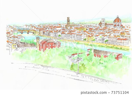 Cityscape of a World Heritage Site-Florence Firenze Vecchio Bridge 73751104