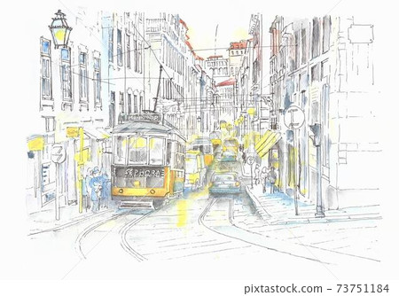 European cityscape, Portugal, Lisbon tram European cityscape, Portugal, Lisbon tram 73751184