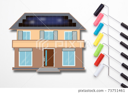 Image of painting the exterior walls of a house Image of painting the exterior walls of a house 73751461