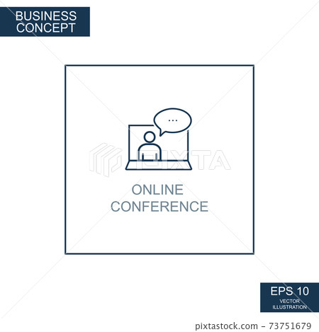 Business concept, web icon from thin lines. Online conference - Vector Business concept, web icon from thin lines. Online conference - Vector 73751679