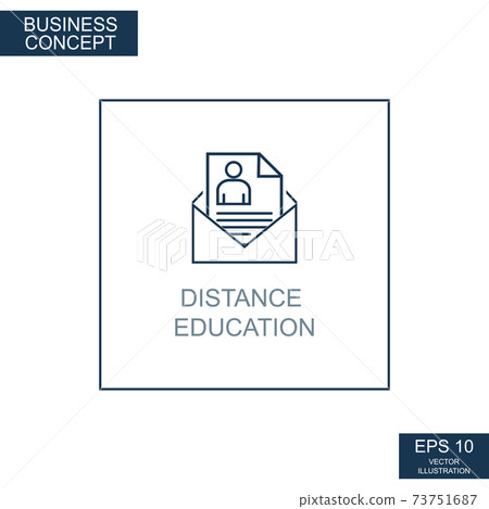 Business concept, web icon from thin lines. Distance education - Vector Business concept, web icon from thin lines. Distance education - Vector 73751687