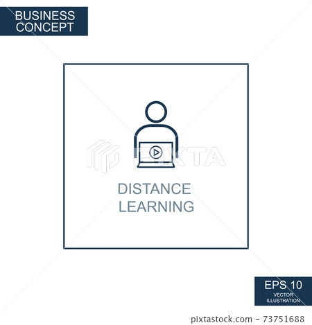 Business concept, web icon from thin lines. Distance Learning - Vector Business concept, web icon from thin lines. Distance Learning - Vector 73751688