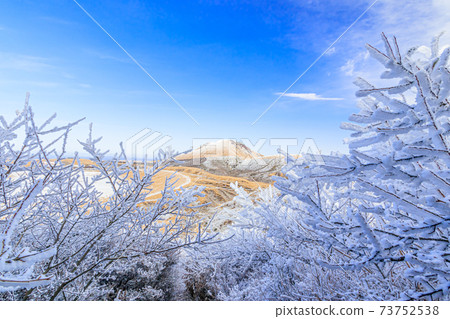 熊本縣麻生市冬季從Kara羽山上看到的喜島和霧 73752538