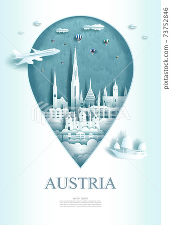 Vector illustration pin point symbol. Travel Austria architecture monument pin Vector illustration pin point symbol. Travel Austria architecture monument pin 73752846