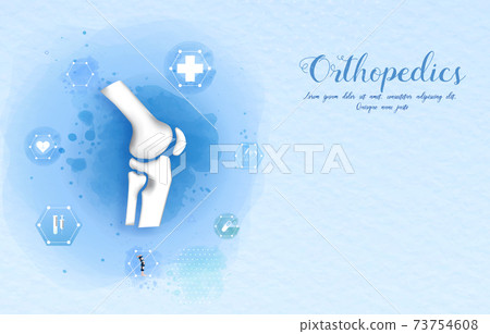 Medical orthopedic watercolor background. Treatment for orthopedics traumatology of knee bones and joints injury. Medical presentation, hospital. Vector illustration Medical orthopedic watercolor background. Treatment for orthopedics traumatology of knee bones and joints injury. Medical presentation, hospital. Vector illustration 73754608