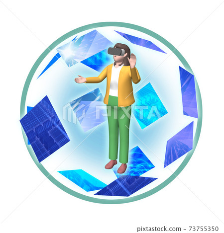 Illustration of the world of virtual reality that changes with 5G high-speed and large-capacity networks (variations available) Illustration of the world of virtual reality that changes with 5G high-speed and large-capacity networks (variations available) 73755350