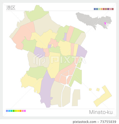 Minato-ku, Minato-ku, color-coded, no town name (Tokyo) 73755839