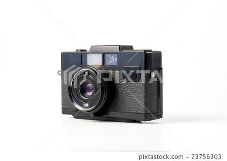 Antique old fashion film camera front view isolated on white background including clipping path 73756303