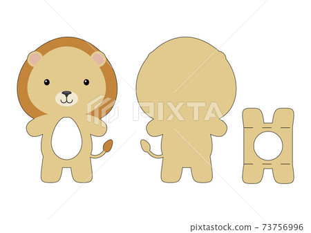 Cute die cut lion chocolate egg holder template. Retail paper box for the easter egg. Printable color scheme. Laser cutting vector template. Isolated vector packaging design illustration. Cute die cut lion chocolate egg holder template. Retail paper box for the easter egg. Printable color scheme. Laser cutting vector template. Isolated vector packaging design illustration. 73756996