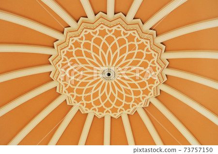 PETALING JAYA, MALAYSIA -JANUARY 01, 2015: Design under main dome of Masjid Jamek Sultan Abdul Aziz at Petaling Jaya, Malaysia. Modern mosque and community building with Islamic architecture. PETALING JAYA, MALAYSIA -JANUARY 01, 2015: Design under main dome of Masjid Jamek Sultan Abdul Aziz at Petaling Jaya, Malaysia. Modern mosque and community building with Islamic architecture. 73757150