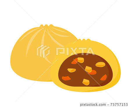 Vector illustration of Chinese steamed bun Curry steamed bun Vector illustration of Chinese steamed bun Curry steamed bun 73757153