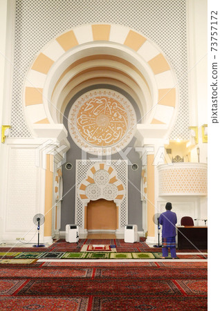 PETALING JAYA, MALAYSIA -JANUARY 01, 2015: Interior of Masjid Jamek Sultan Abdul Aziz at Petaling Jaya, Malaysia. Modern mosque and community building with Islamic design and architecture. PETALING JAYA, MALAYSIA -JANUARY 01, 2015: Interior of Masjid Jamek Sultan Abdul Aziz at Petaling Jaya, Malaysia. Modern mosque and community building with Islamic design and architecture. 73757172
