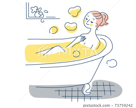 A woman relaxing in the bath A woman relaxing in the bath 73759242