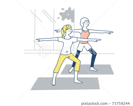 做瑜伽的兩名婦女 做瑜伽的兩名婦女 73759244