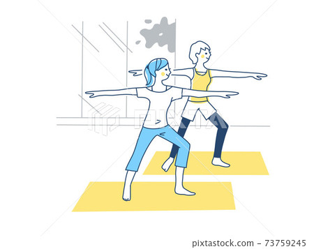 做瑜伽的兩名婦女 73759245