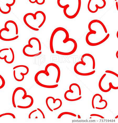 Abstract seamless pattern, background. Curl hearts drawn by red felt tip pen Abstract seamless pattern, background. Curl hearts drawn by red felt tip pen 73759484