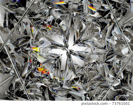 Gemstone diamond or shiny glass triangular texture kaleidoscope 73761081