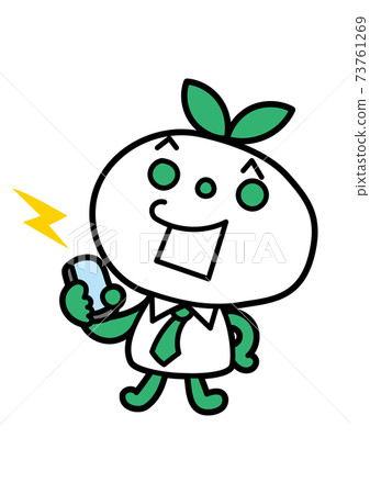 使用智能手機（熊貓風格）的商人 73761269