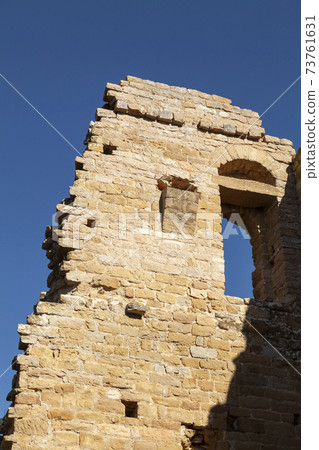 Interior wall of the medieval Castle of Loarre, Huesca, Spain. 73761631