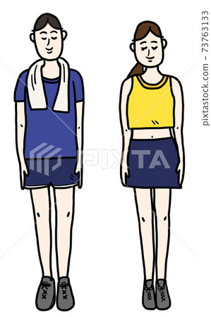 健身運動服 夏日清涼 男女 插圖素材 圖庫